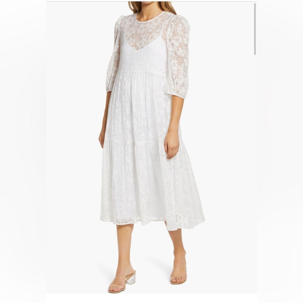 WAYF babydoll crinkled Midi Dress